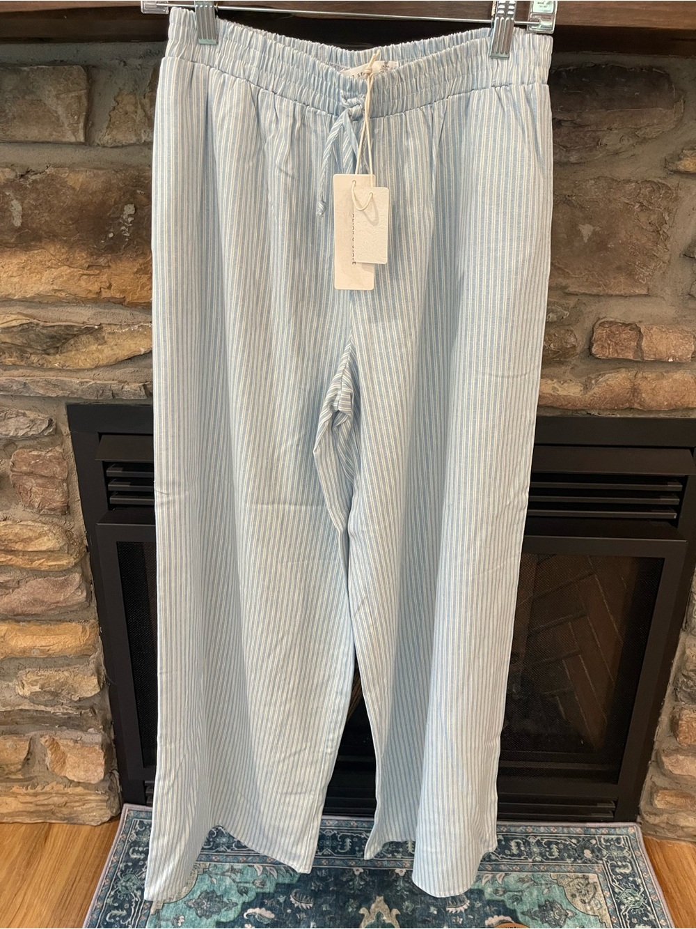 Altar'd State Blue and White Striped Drawstring Lounge Pants